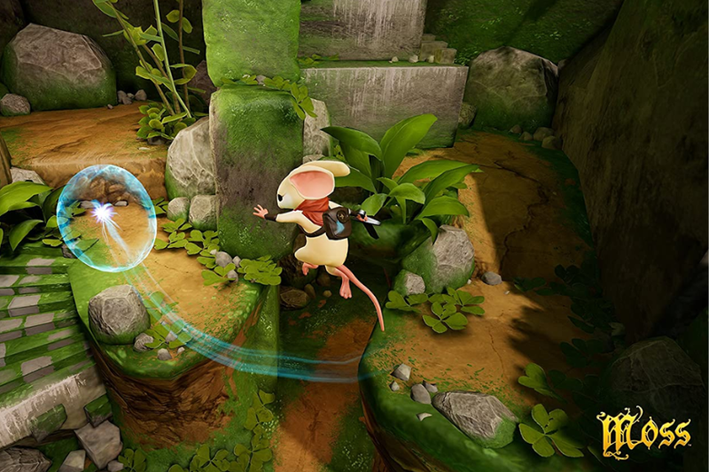 Ein Bild, welches das VR-Spiel Moss zeigt.